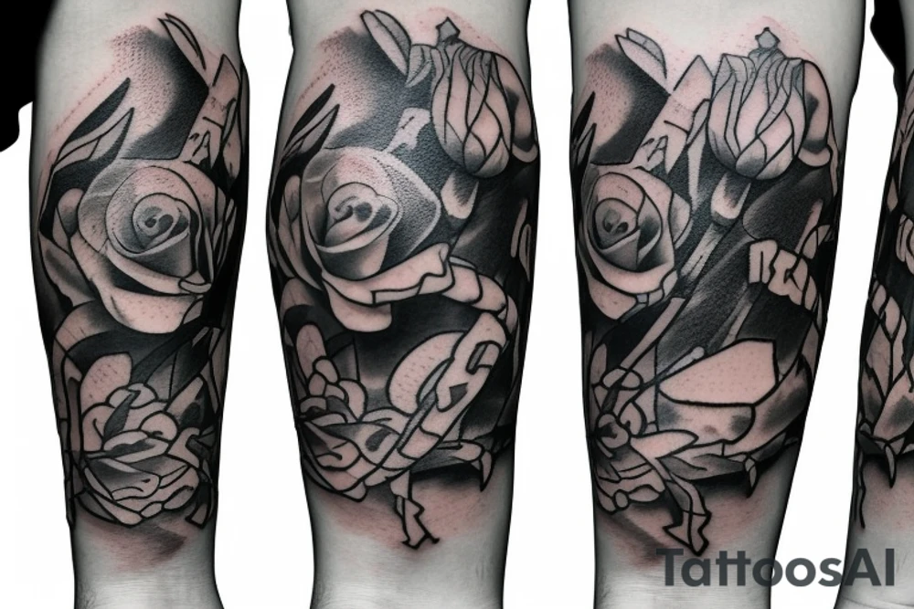 Snake, knife, flowers tattoo idea