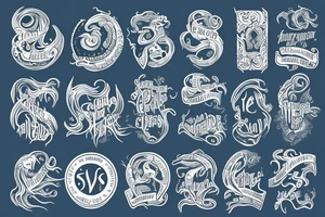 Glagolitic font sing for life imerged in sea waves tattoo idea