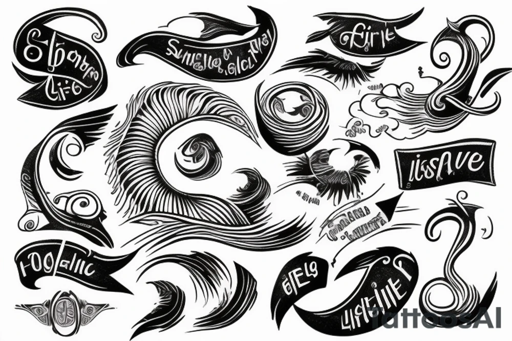 Glagolitic font sing for life imerged in sea waves tattoo idea