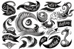 Glagolitic font sing for life imerged in sea waves tattoo idea