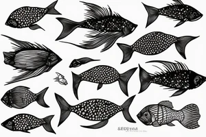 Fish with legs imerged in sea waves tattoo idea