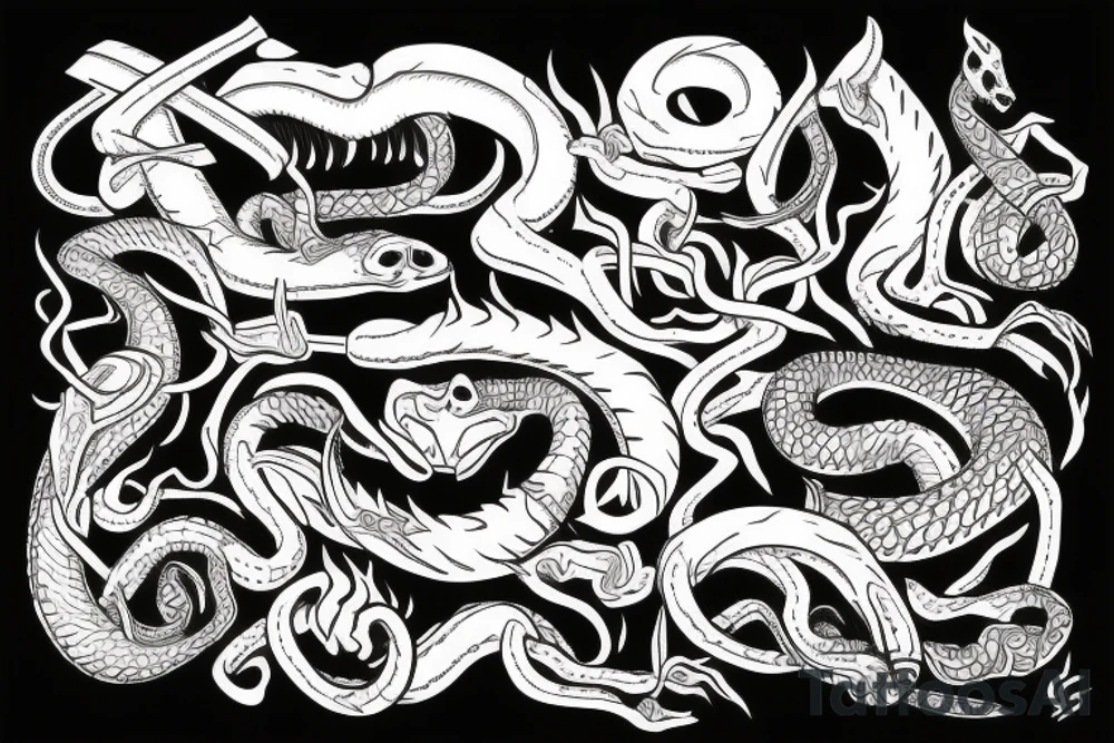 Dark snakes hell tattoo idea