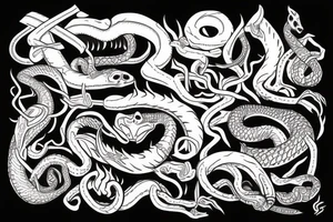 Dark snakes hell tattoo idea