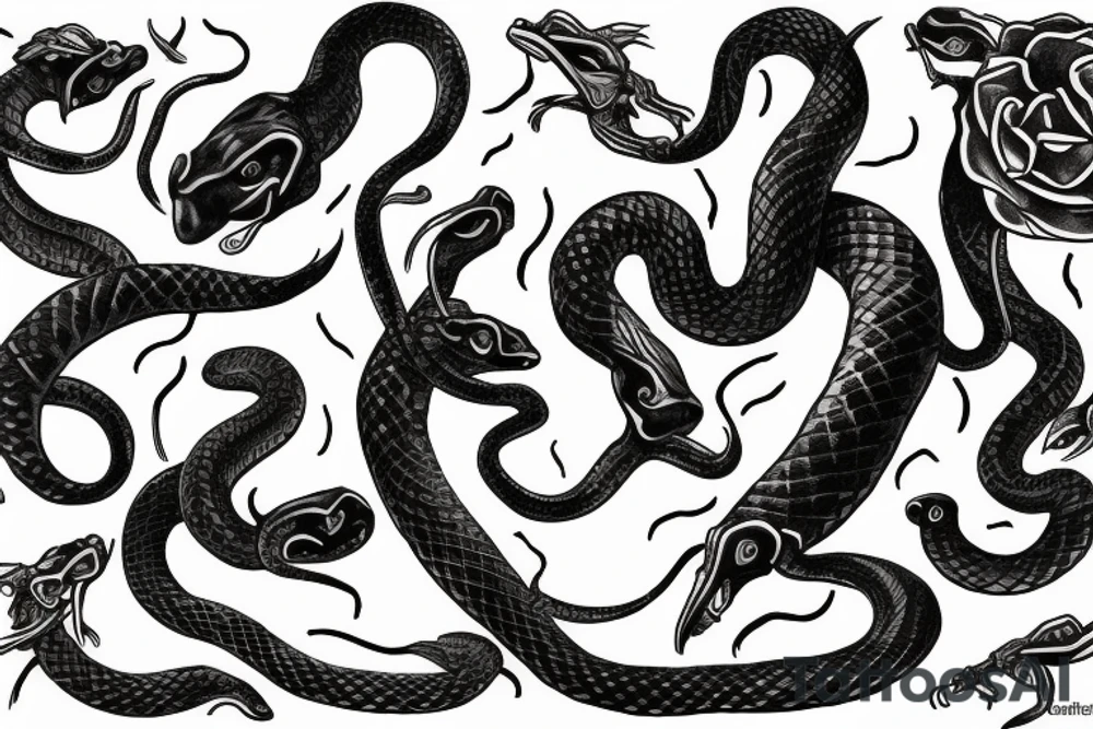 Dark snakes hell tattoo idea