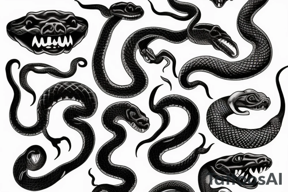 Dark snakes hell tattoo idea