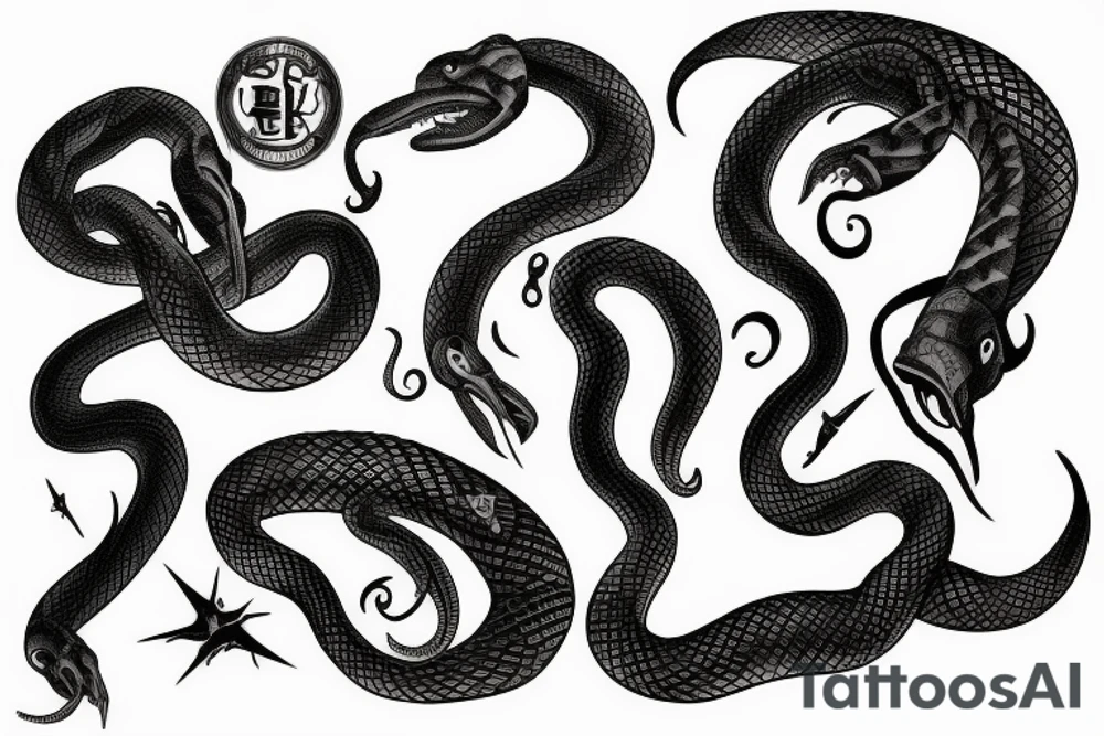 Dark snakes hell tattoo idea
