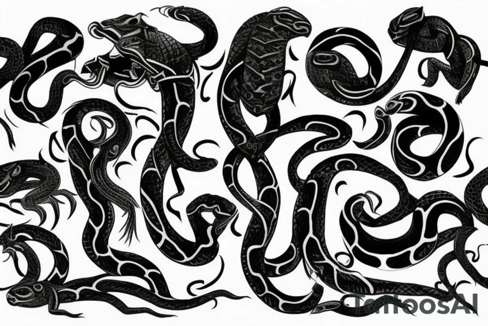 Dark snakes hell tribal tattoo idea