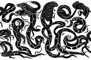 Dark snakes hell tribal tattoo idea