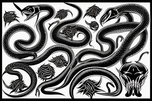 Dark snakes hell tribal tattoo idea