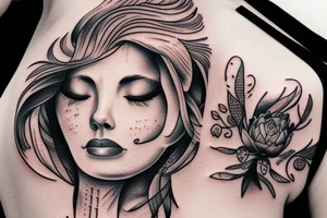 photorealism of woman with her eyes closed tattoo idea