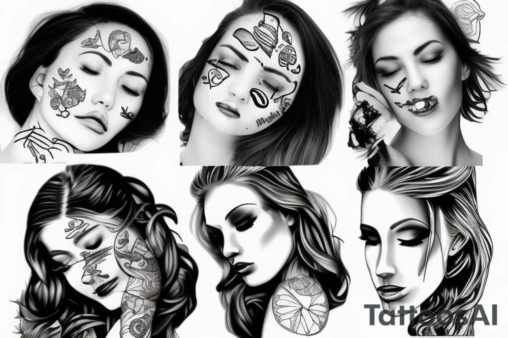 photorealism of woman with her eyes closed tattoo idea