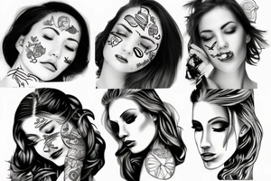 photorealism of woman with her eyes closed tattoo idea