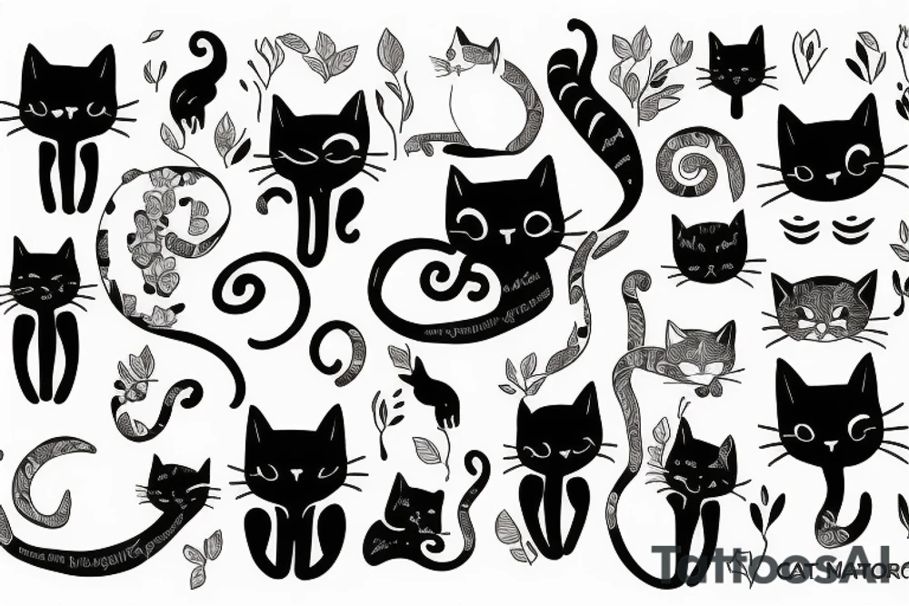 cat on the tree tattoo idea