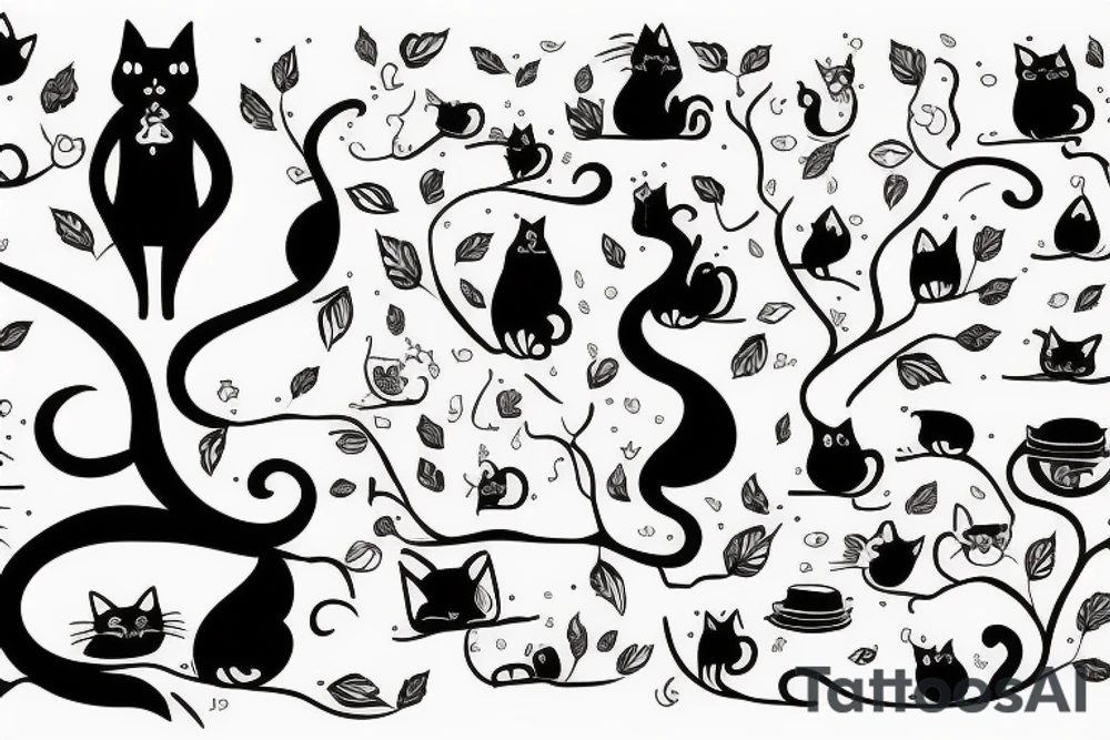 cat on the tree tattoo idea
