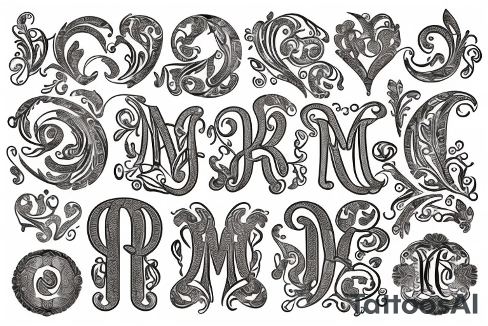 Mosaic Classy monogram tattoo idea