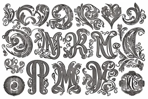 Mosaic Classy monogram tattoo idea
