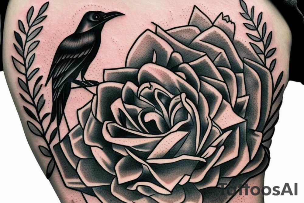 Raven and a sunflower inside a diamond shape tattoo idea