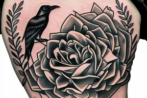 Raven and a sunflower inside a diamond shape tattoo idea