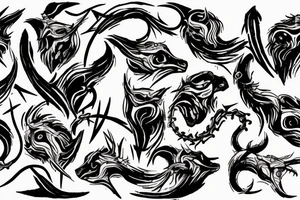 Depiction of Cerberus incorporating barbed wire tattoo idea