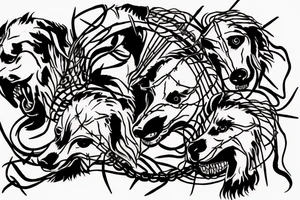 Depiction of Cerberus incorporating barbed wire tattoo idea
