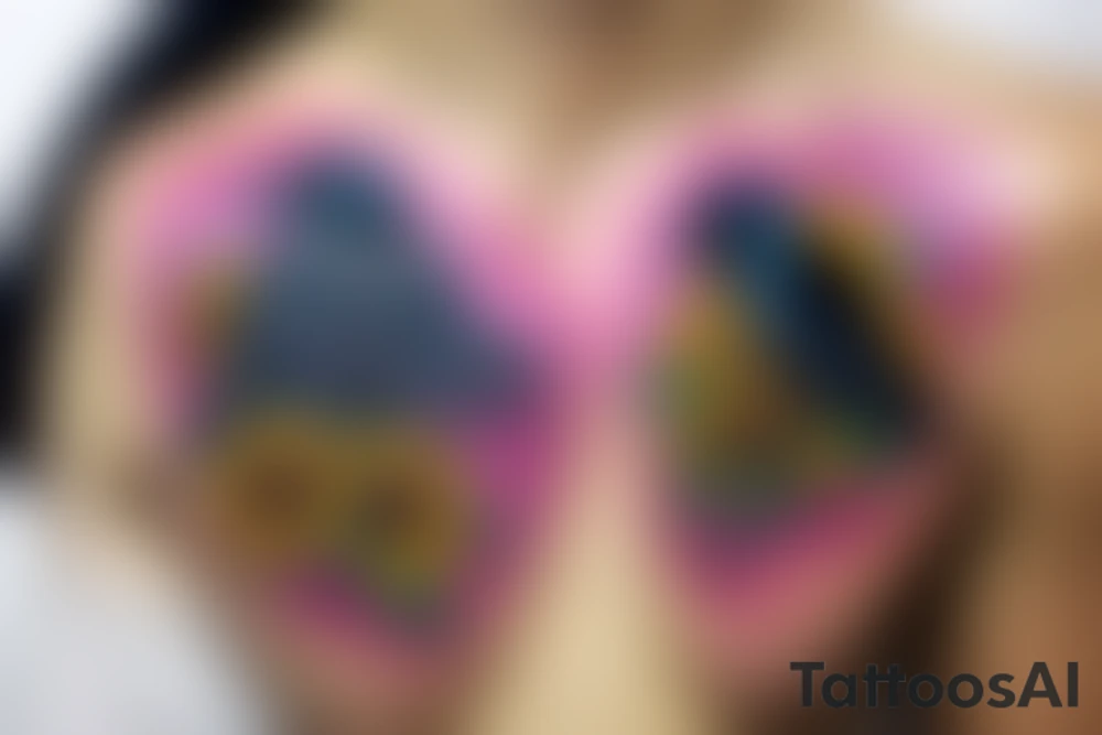 Raven and a sunflower inside a diamond shape outline tattoo idea
