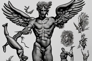Statue of Icarus very muscular tattoo idea