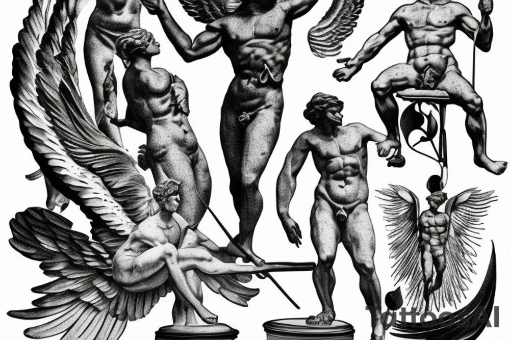 Statue of Icarus very muscular tattoo idea