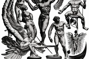 Statue of Icarus very muscular tattoo idea