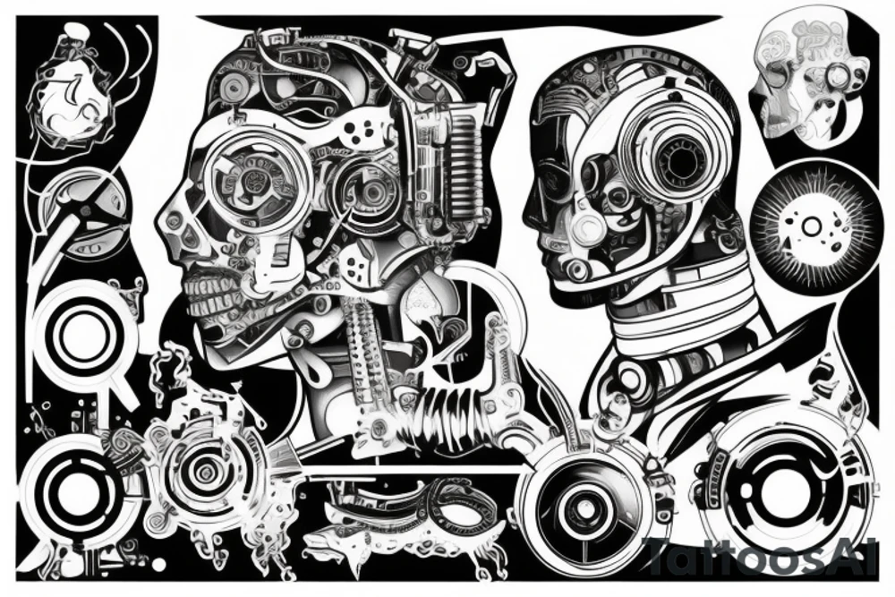 Mózgo ośmiornica cyborg tattoo idea