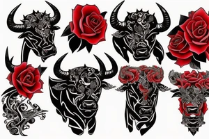 red and black bull tattoo idea