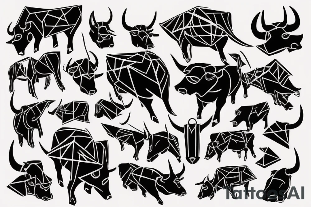 red and black bull tattoo idea