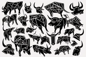red and black bull tattoo idea