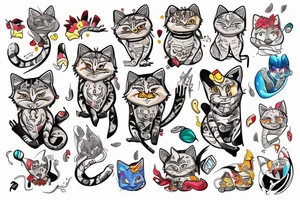 Kot,szkielet,kwiatki tattoo idea