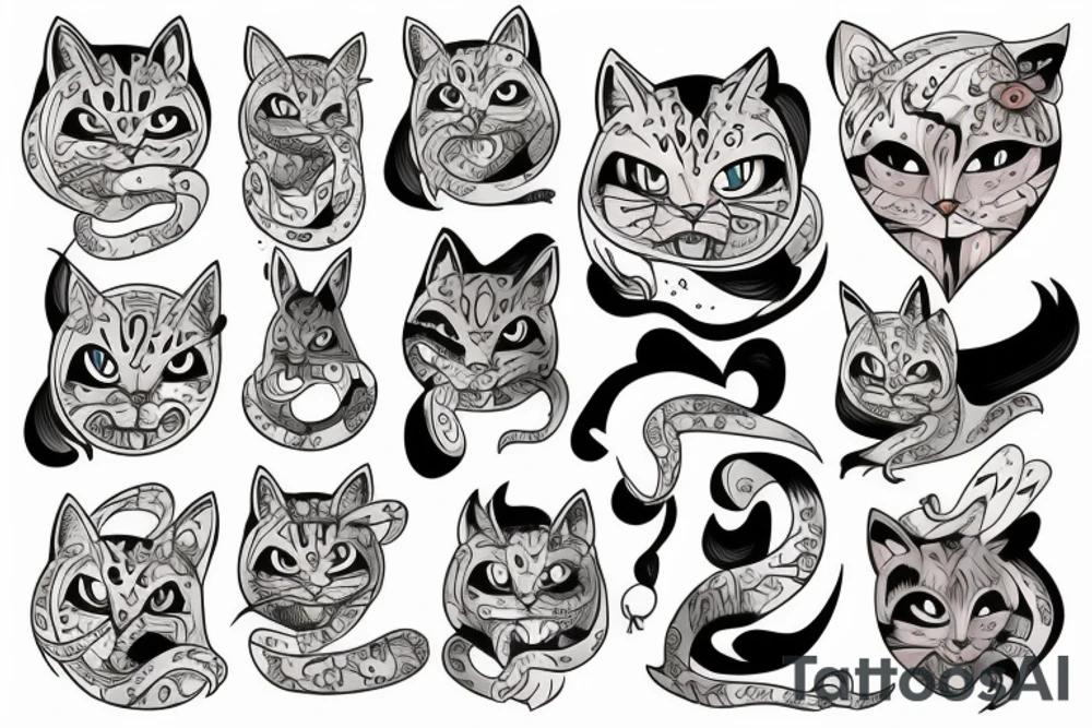 Kot,szkielet,kwiatki tattoo idea