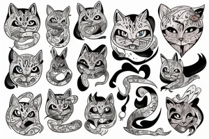 Kot,szkielet,kwiatki tattoo idea