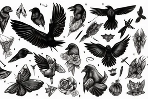 Raven, Black, moth tattoo idea