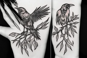 Raven with moth Andrzej spider tattoo idea