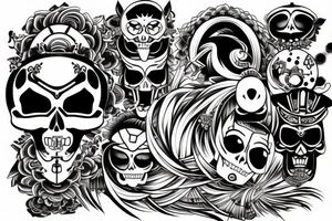 japan samurai skull tattoo idea