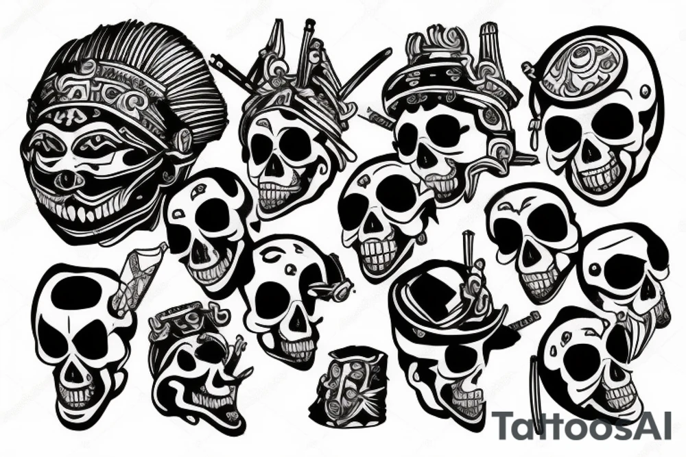 japan samurai skull tattoo idea