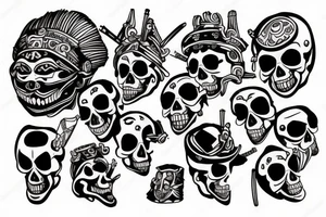 japan samurai skull tattoo idea