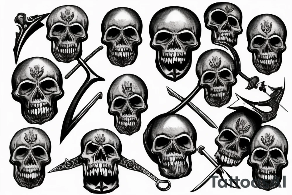 skull, sword tattoo idea