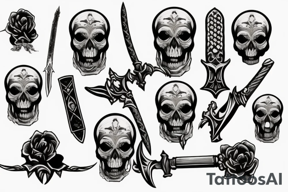 skull, sword tattoo idea