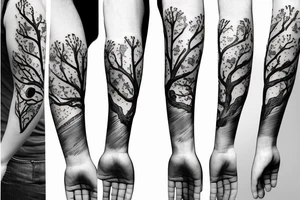 phoenix and bark cherry blossom tree tattoo idea