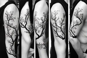 phoenix and bark cherry blossom tree tattoo idea