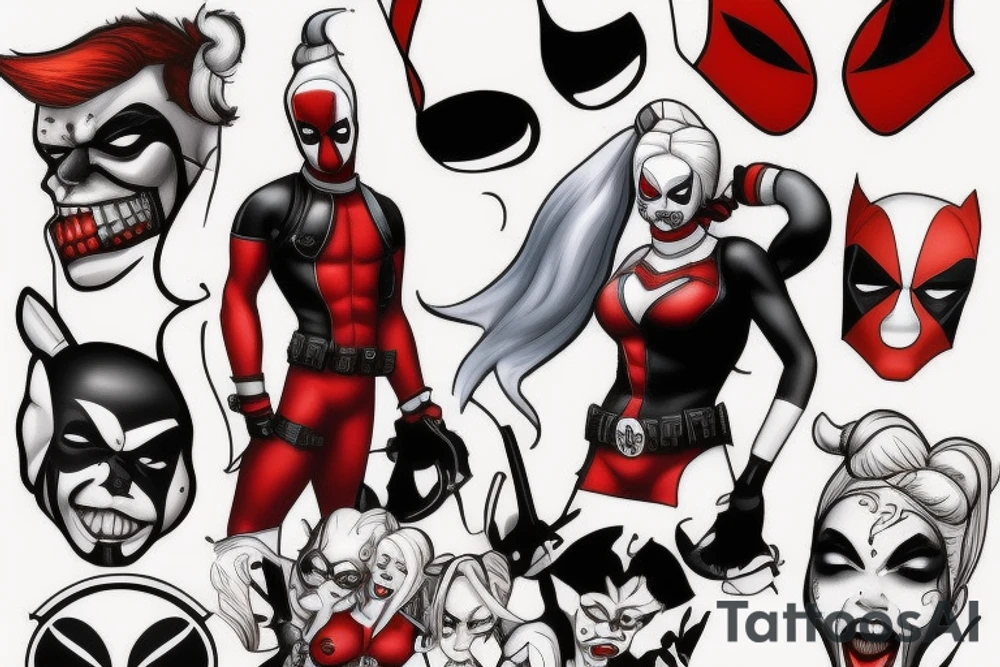 Harley Quinn and deadpool tattoo idea