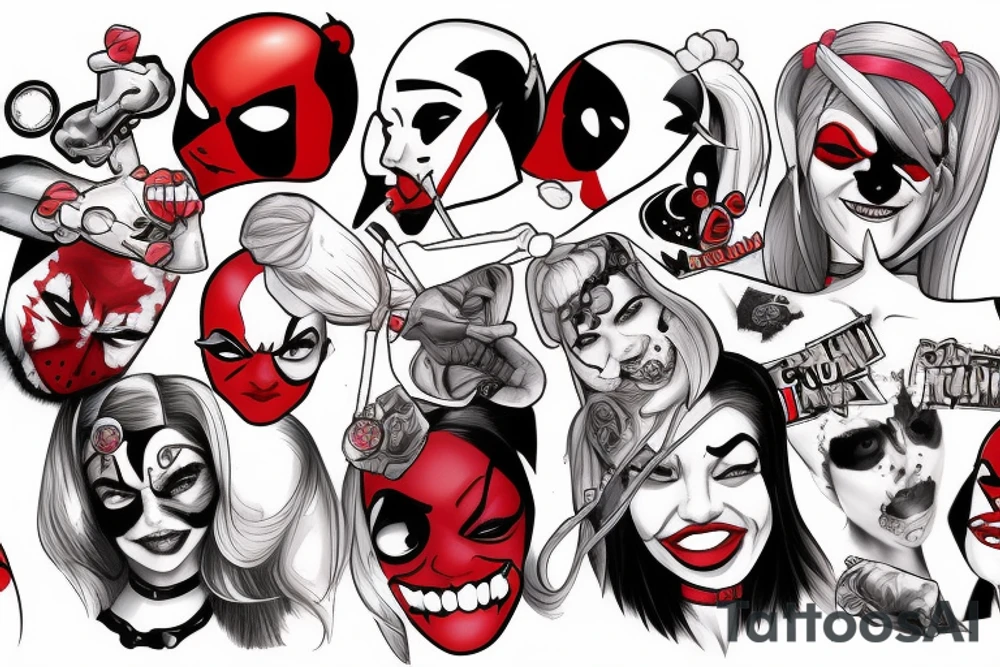 Harley Quinn and deadpool tattoo idea