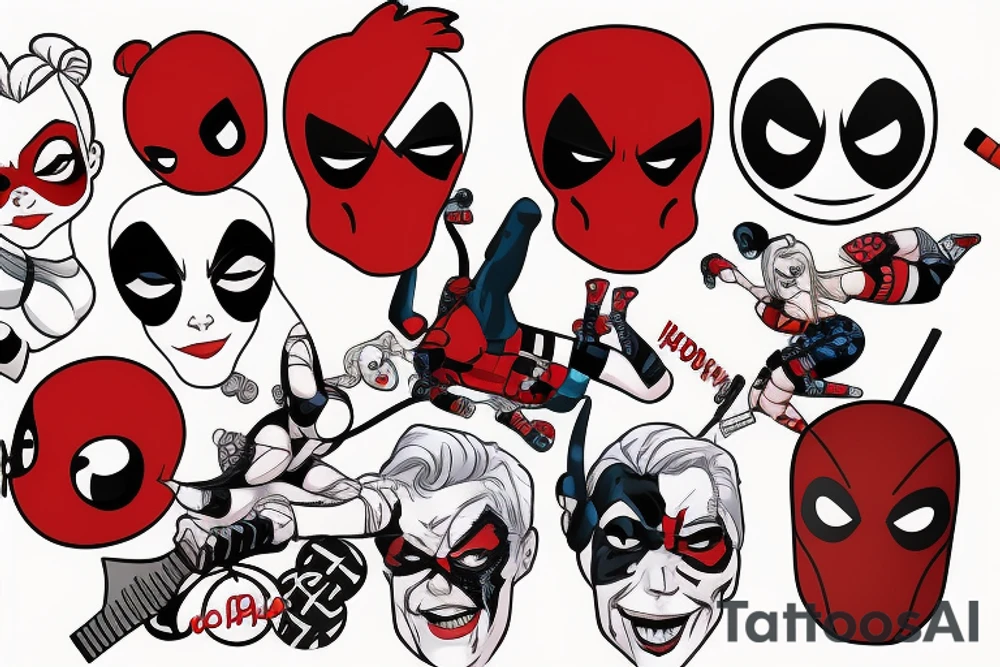 Harley Quinn love Deadpool tattoo idea