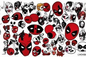Harley Quinn love Deadpool tattoo idea