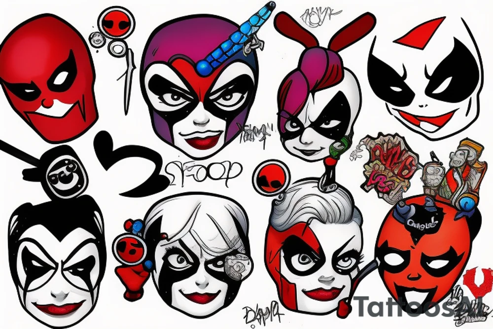 Harley Quinn love Deadpool tattoo idea
