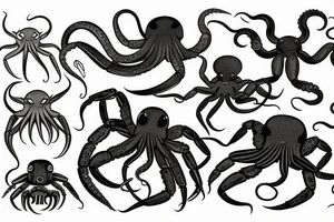 octopus fighting crab tattoo idea